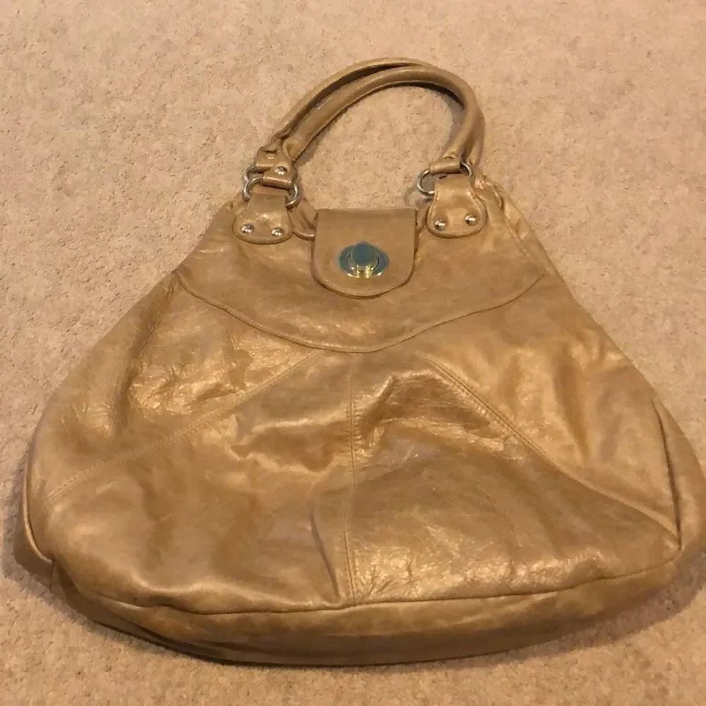 Anna Corrinna Tan with Gold Hardware Shoulder Bag